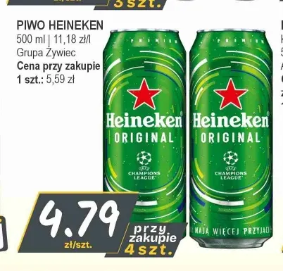 Piwo Heineken Original promocja w Słoneczko