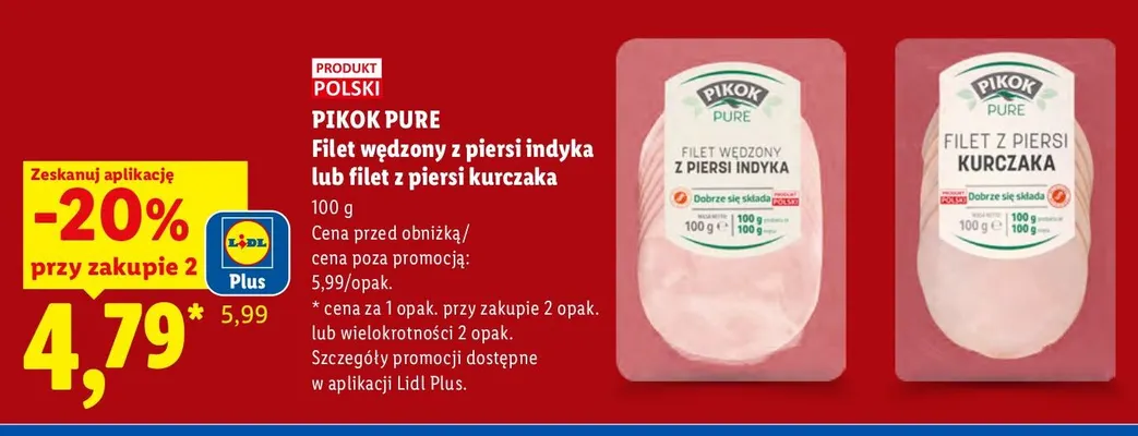 Filet wędzony z piersi indyka Pikok Pure promocja w Lidl