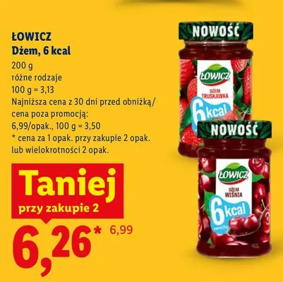 Dżem 6 kcal truskawkowy Łowicz promocja w Lidl