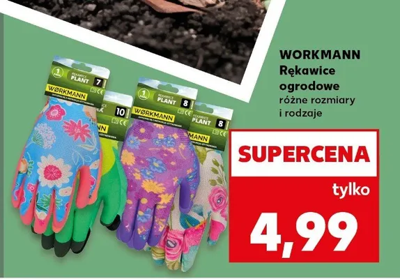 Rękawice ogrodowe workmann różne rozmiary i rodzaje promocja w Kaufland