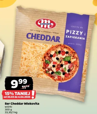 Ser Cheddar tarty do pizzy i zapiekania promocja w Netto