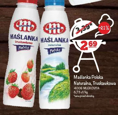 Maślanka Polska Truskawkowa Mlekovita promocja w Arhelan