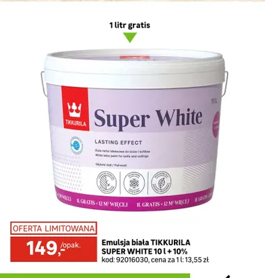 Emulsja biała Tikkurila Super White promocja w Leroy Merlin