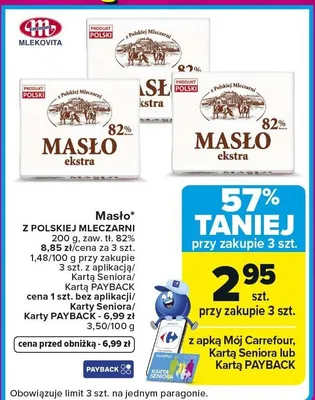 Masło ekstra z polskiej mleczarni promocja w Carrefour Market