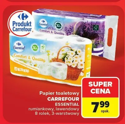 Papier toaletowy Carrefour Essential lawendowy 8-pak promocja w Carrefour