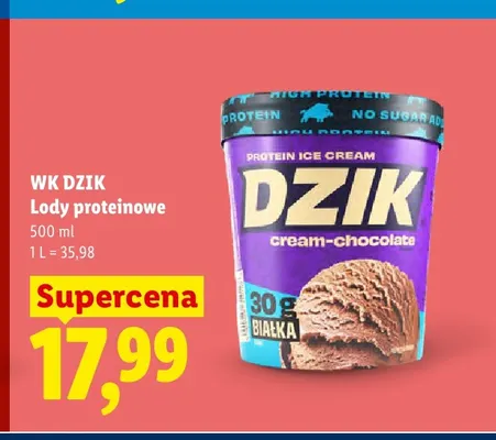 Lody proteinowe WK Dzik cream-chocolate promocja w Lidl