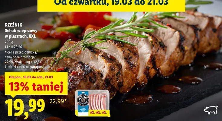 Schab wieprzowy w plastrach, XXL promocja w Lidl