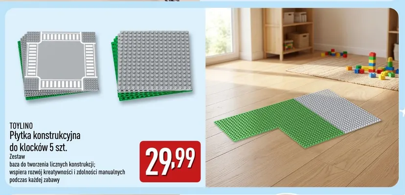 Płytka konstrukcyjna do klocków 5 szt. Toylino promocja w Aldi