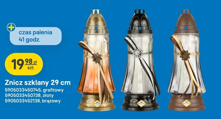 Znicz szklany 29 cm promocja w Castorama