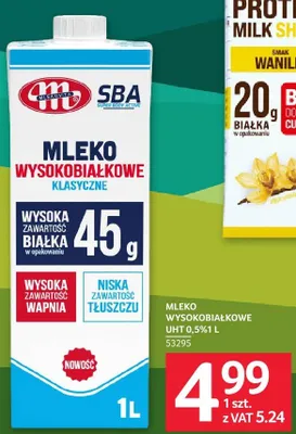 Mleko Wysokobiałkowe Klasyczne UHT 0,5% Mlekovita SBA promocja w Selgros