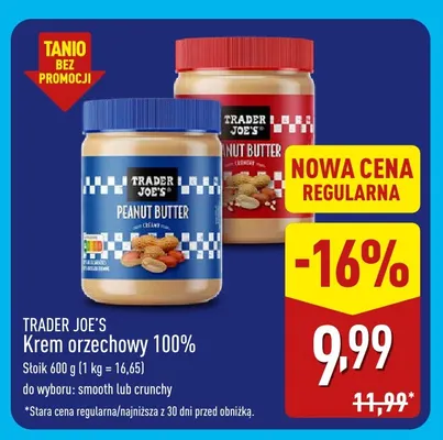 Krem orzechowy 100% smooth Trader Joe's promocja w Aldi