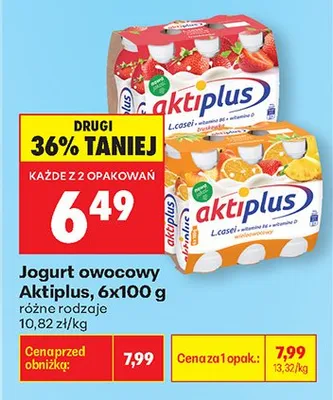 Jogurt owocowy różne rodzaje Aktiplus promocja w Biedronka
