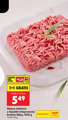 Mięso mielone z łopatki wieprzowej 1+1 GRATIS promocja w Biedronka