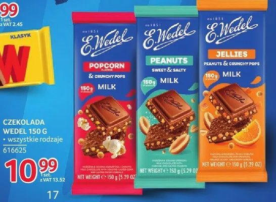 Czekolada E.Wedel Popcorn & Crunchy Pops Milk promocja w Selgros