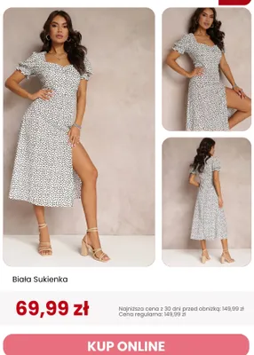 Sukienka damska Renee biała promocja w Renee
