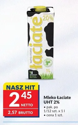 Mleko Łaciate UHT 2% promocja w Makro