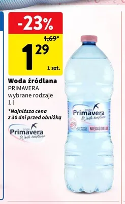 Woda źródlana Primavera promocja w Intermarche