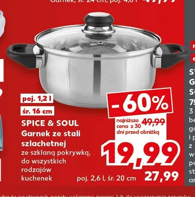 Garnek ze stali szlachetnej ze szklaną pokrywką 1,2 l Spice & Soul promocja w Kaufland
