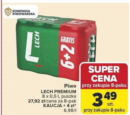Piwo Lech Premium puszka promocja w Carrefour