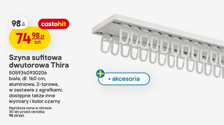 Szyna sufitowa dwutorowa Thira promocja w Castorama