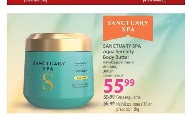 Nawilżające masło do ciała Sanctuary Spa Aqua Serenity Body Butter promocja w Hebe