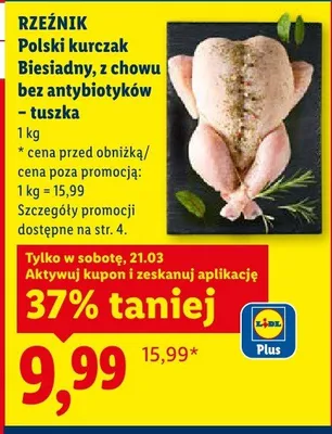 Polski kurczak biesiadny z chowu bez antybiotyków tuszka promocja w Lidl