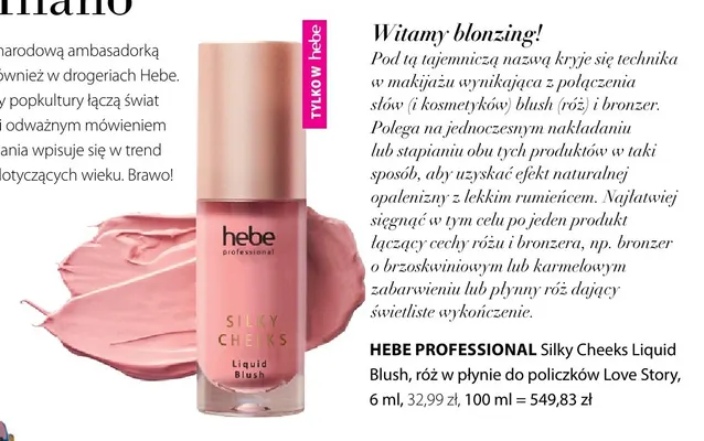 Róż w płynie do policzków Silky Cheeks Liquid Blush Love Story Hebe Professional promocja w Hebe
