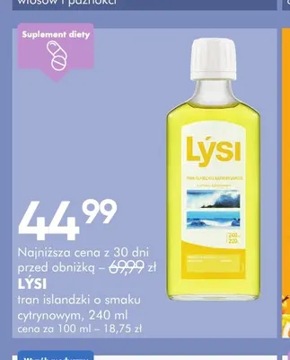 Tran islandzki o smaku cytrynowym Lýsi promocja w Super-Pharm