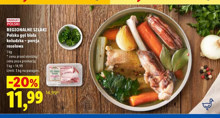 Polska gęś biała kołudzka porcja rosołowa Regionalne Szlaki promocja w Lidl