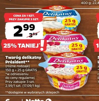 Twaróg delikatny ze szczypiorkiem Président promocja w Netto