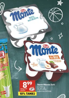 Deser mleczny Zott Monte White promocja w Delikatesy Centrum