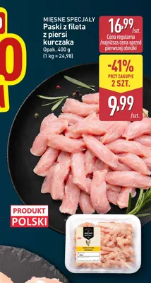 Paski z fileta z piersi kurczaka Mięsne Specjały promocja w Aldi