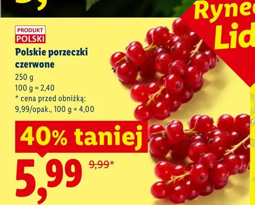 Polskie porzeczki czerwone Ryneczek Lidla promocja w Lidl