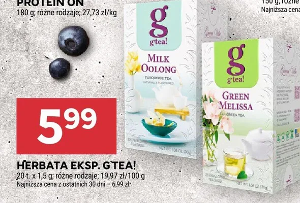 Herbata ekspresowa Gtea Milk Oolong, Green Melissa promocja w Stokrotka