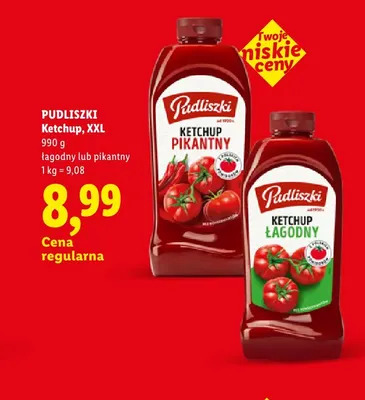 Ketchup XXL pikantny Pudliszki promocja w Lidl