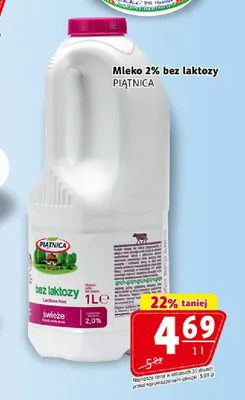 Mleko 2% bez laktozy Piątnica promocja w Prim Market