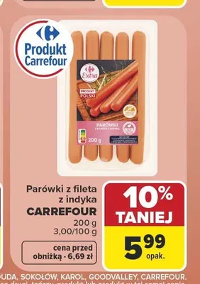 Parówki z fileta z indyka Carrefour promocja w Carrefour Market