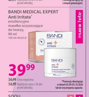 Emoliencyjne masełko oczyszczające do twarzy Anti Irritate Bandi Medical Expert promocja w Hebe