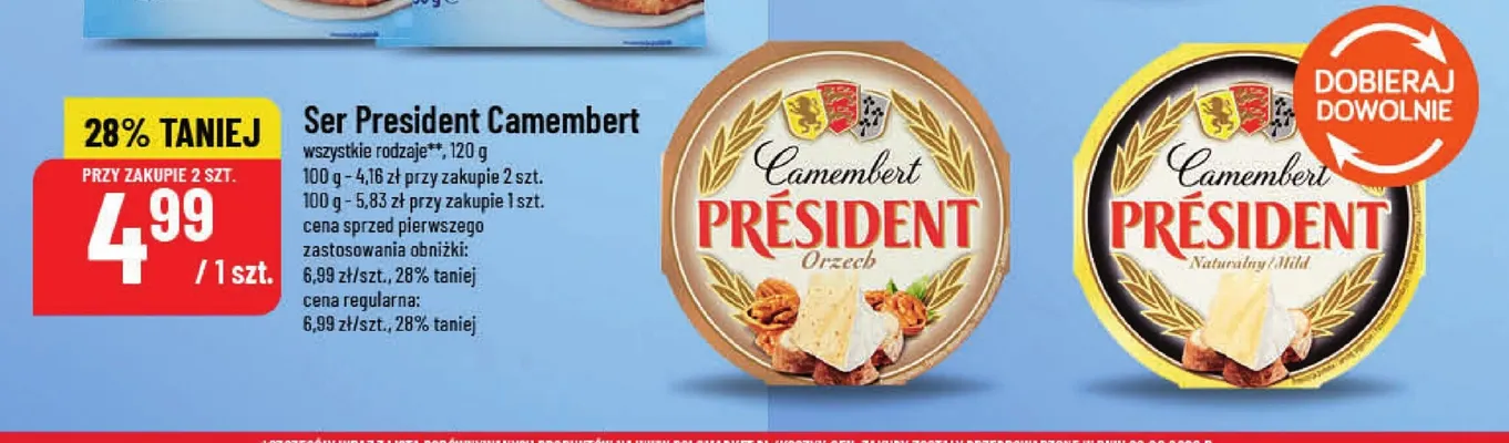 Ser President Camembert naturalny promocja w POLOmarket
