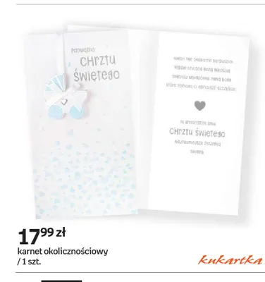 Karnet okolicznościowy Kukartka Pamiątka Chrztu Świętego niebieski promocja w Empik