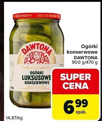 Ogórki konserwowe luksusowe Dawtona promocja w Carrefour Express