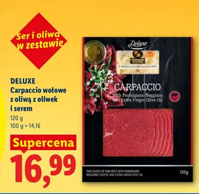 Carpaccio wołowe z oliwą z oliwek i serem promocja w Lidl