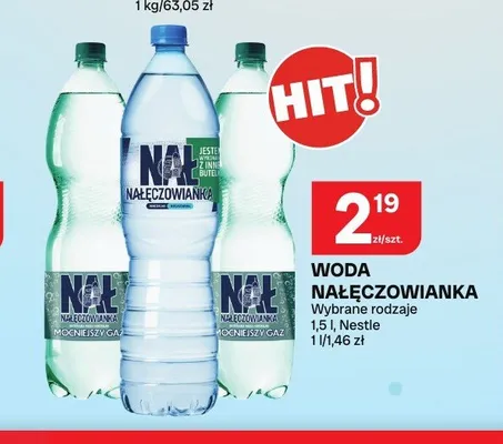 Woda mineralna Nałęczowianka Mocny Gaz promocja w Chorten