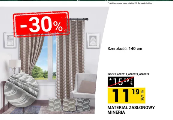 Materiał zasłonowy Mineria promocja w Merkury Market