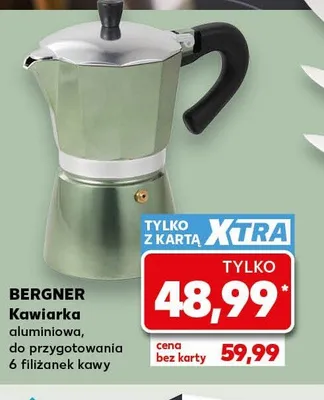 Kawiarka aluminiowa BERGNER do przygotowania 6 filiżanek kawy promocja w Kaufland