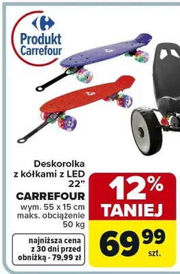 Deskorolka z kółkami z LED 22" promocja w Carrefour