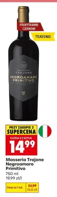 Wino Masseria Trajone Negroamaro Primitivo promocja w Biedronka
