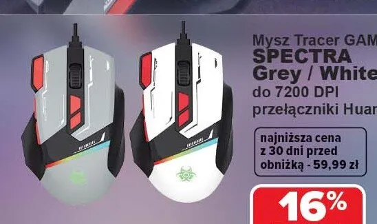 Mysz komputerowa Tracer GAMEZONE SPECTRA White promocja w Carrefour