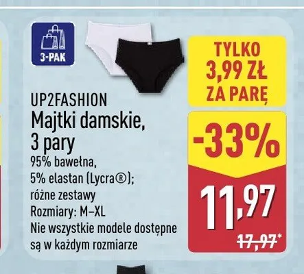 Majtki damskie UP2FASHION 3-pak promocja w Aldi