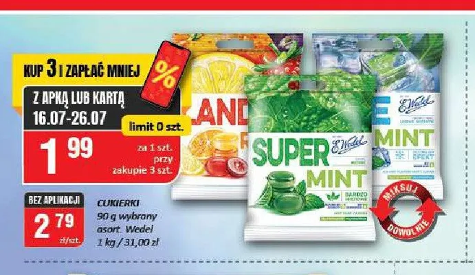 Cukierki miętowe E.Wedel Mint promocja w Chorten